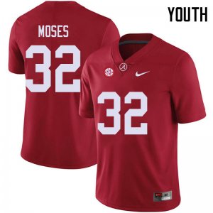 NCAA Youth Alabama Crimson Tide #32 Dylan Moses Stitched College 2018 Nike Authentic Red Football Jersey SA17B03SD